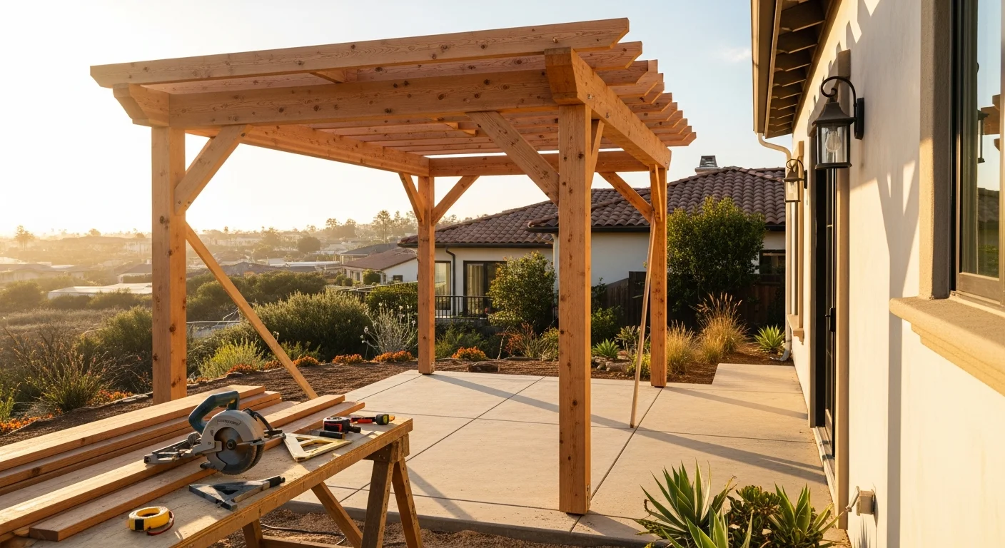 Newly constructed home addition with framing and exterior finish